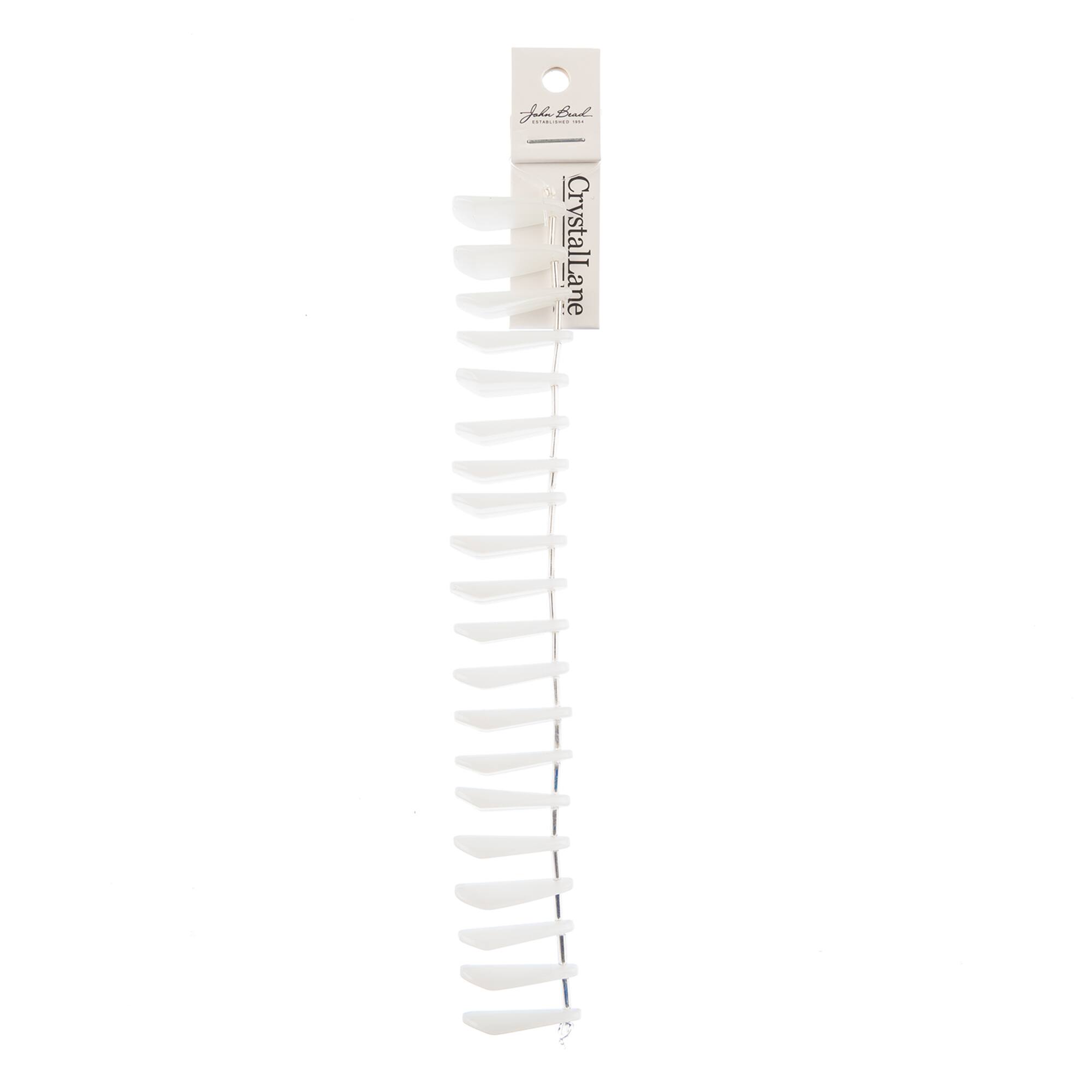 Crystal Lane DIY 7" White Long Leaf Opaque Glass Bead Strand